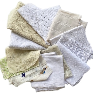 Whites & Ivory Fabric Bundles - Decorative Textiles - Indian White / Off White Materials - Fabric Bundle  Sale by weight - 100 gms
