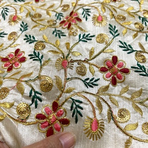 Heavy Embroidered Indian Silk Fabric Sale by Fabric Size - Etsy
