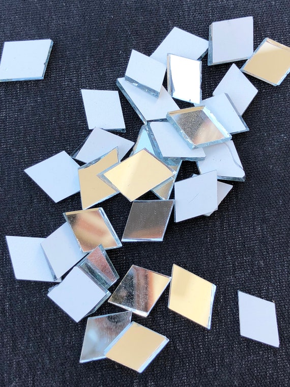Glass Mirror Mosaics Diamond Shaped Tiles Silver Foiled Back - Small Mirrored Mosaic Tiles Glass Mirror Mosaics Diamond Shaped Tiles Silver Foiled Back - Small Mirrored Mosaic Tiles