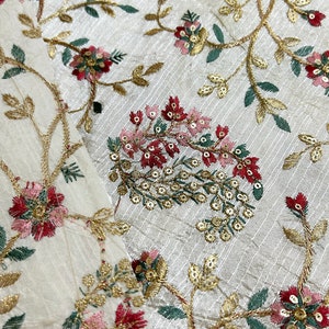 Heavy Embroidered Indian Silk Fabric Sale by Fabric Size - Etsy