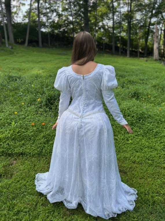 princess fiona wedding dress Princess Fiona Wedding Dress, Medieval Bridal Gown, White Sequin Lace, Custom Made to Measure, Renaissance Cosplay