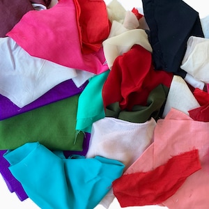 Colorful Fabric Scraps - Solid Colors - Leftovers Extra textiles - Colorful lightweight  material remnants - Mix Fabrics by weight - 100 gms