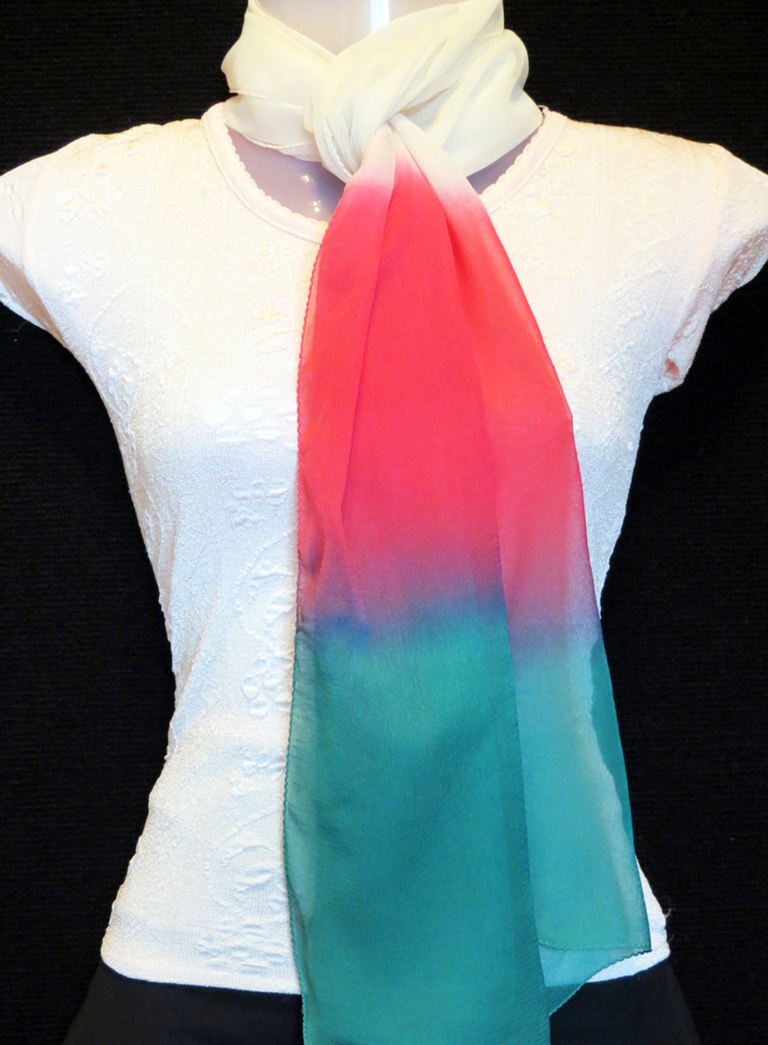 Hand Dyed Bright Scarf - Spring Summer Accessories - Ombre Scarf - Tri ...