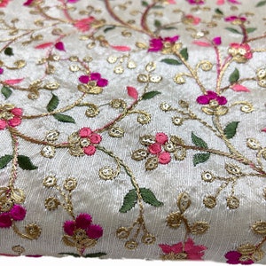 Heavy Embroidered Indian Silk Fabric Sale by Fabric Size Decorative ...
