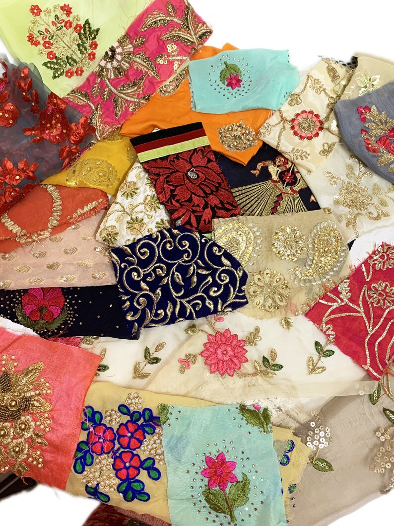 Embroidered Fabric Bundle Decorative Silk Textiles Etsy UK