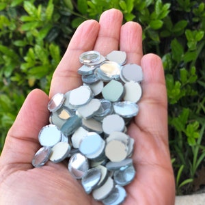 Glass Mirror Mosaic Tiles, Round, Handcut tiny mirrors, Foiled back surface