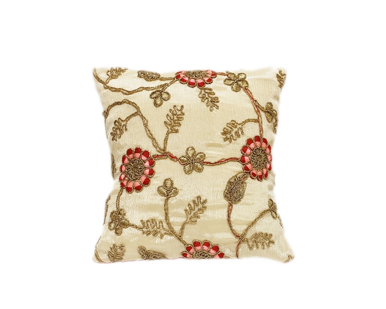 Golden Embroidered Accent Pillow Cover Throw Pillow Pin Etsy