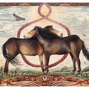 Our Braided Kin - Ancient Exmoor - A4 Print - Exmoor Ponies -