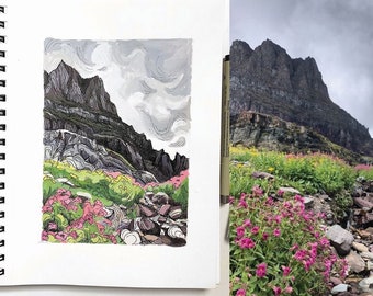 Custom Landscape Commissions from Photos, Ink, Watercolour, Gouache, Linework, Landscape Painting, Canadian Art