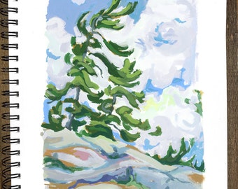 Windswept White Pine Giclee Print, Landscape Art, Watercolour, Landscape Painting, Ontario, Canadian Art,  Decor, Nature, Camping Art