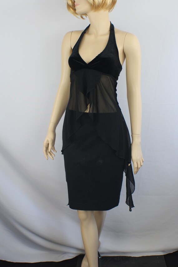90s top, vintage 1990s shirt, black halter top, Mi