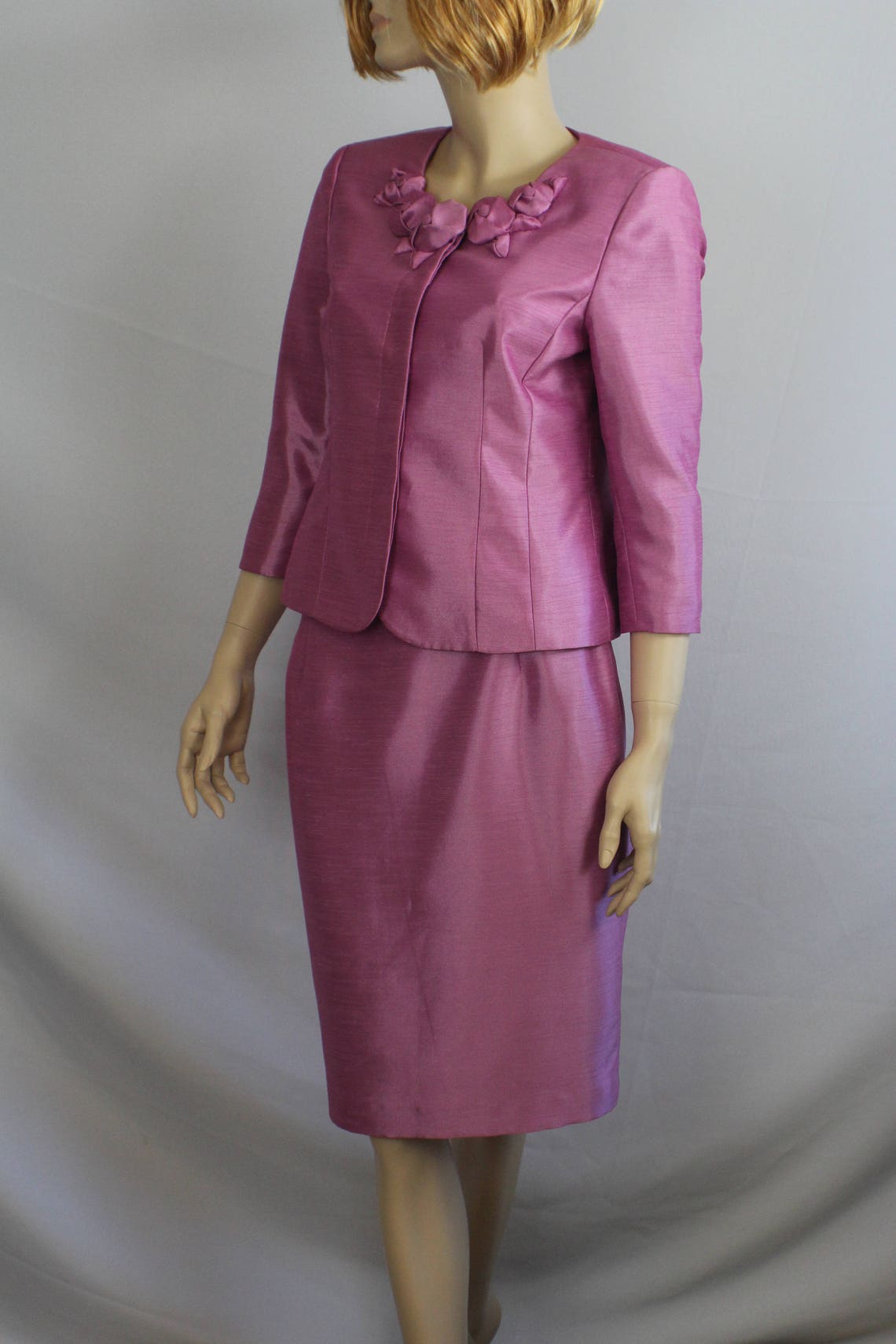 80s skirt suit vintage 1980s suit metallic pink mother of | Etsy