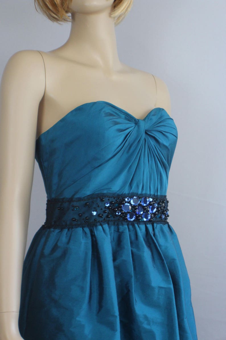 90s prom dress vintage 1990s dress turquoise blue strapless | Etsy