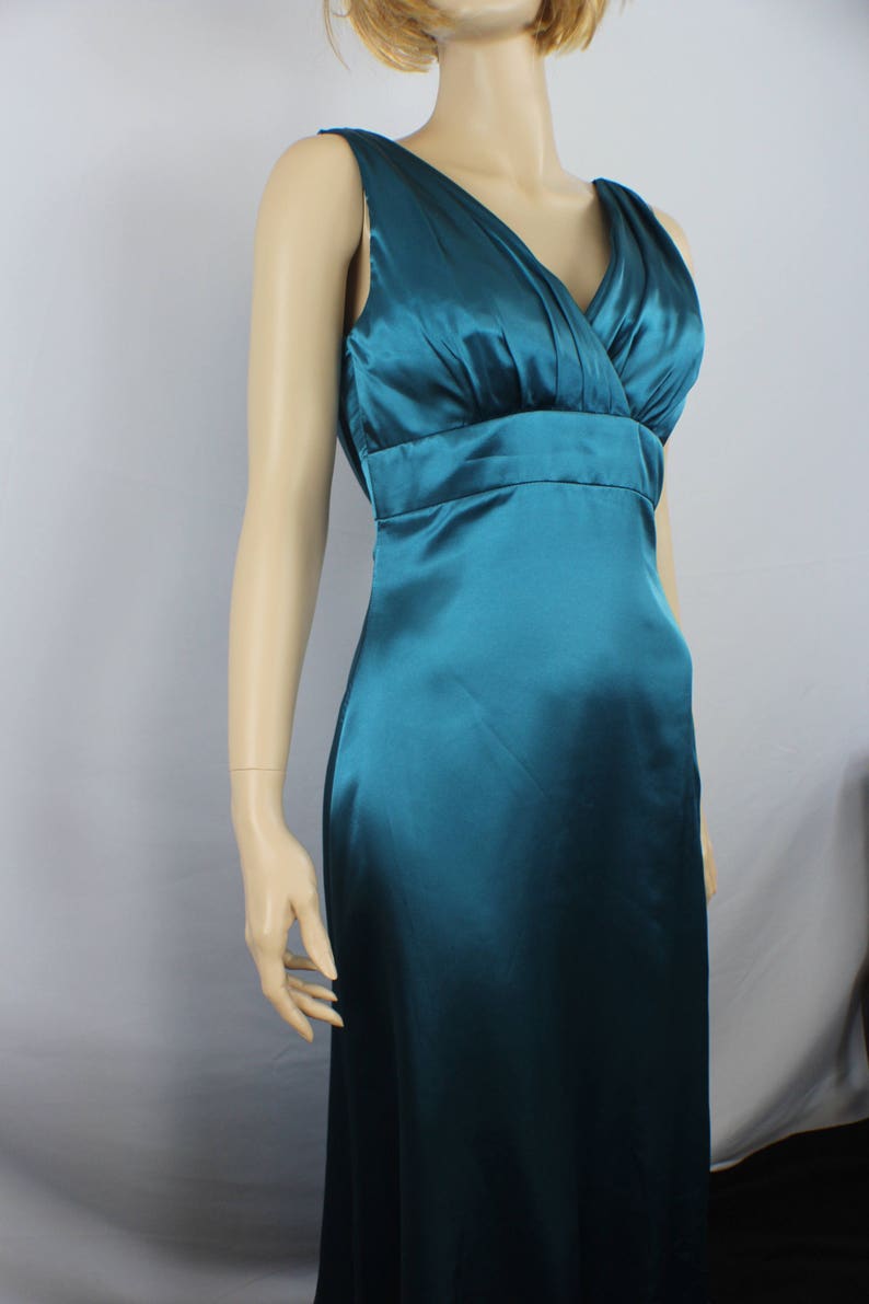 90s prom dress vintage 1990s dress turquoise blue satin | Etsy