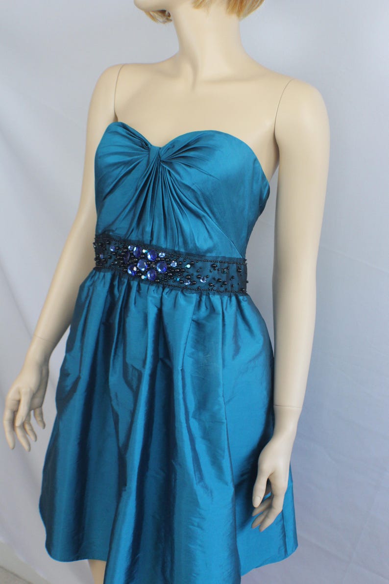 90s prom dress vintage 1990s dress turquoise blue strapless | Etsy