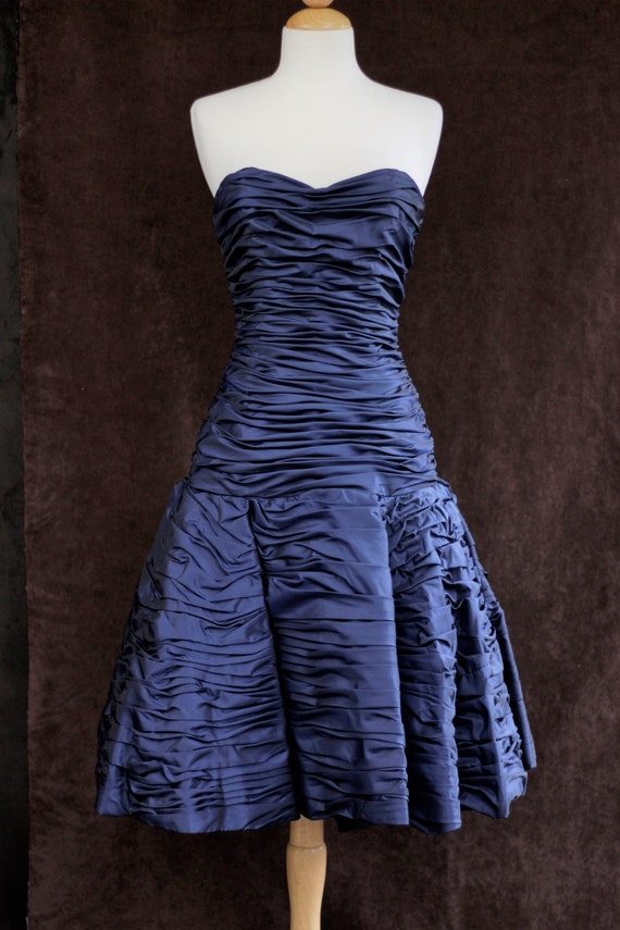 blue 80s prom dress
