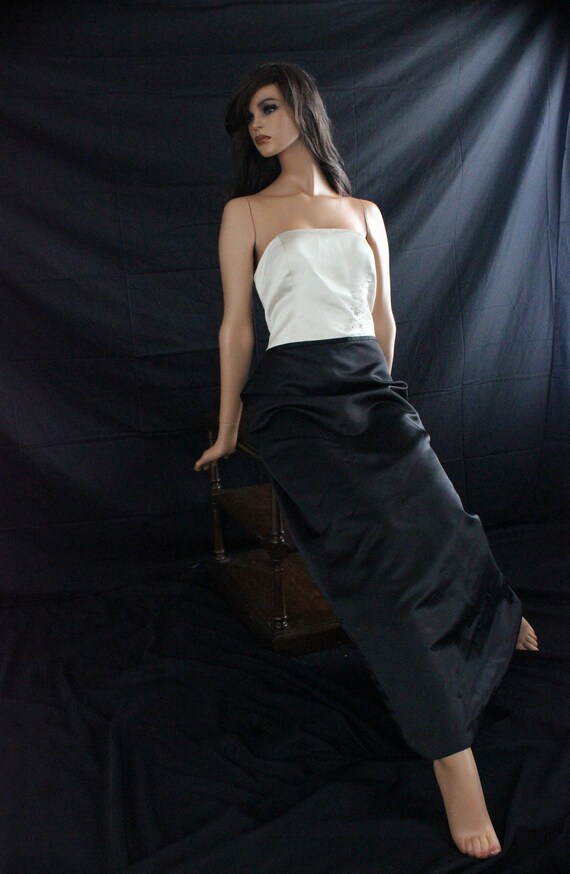 90s prom dress, vintage 1990s dress, strapless sat