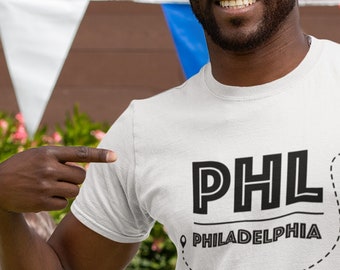 Philadelphia Philly Travel Tee, PHL Airport Code Short-Sleeve T-Shirt, Flying Trip Crew Neck, Relaxed Fit Gym Clothing, Adventure Present