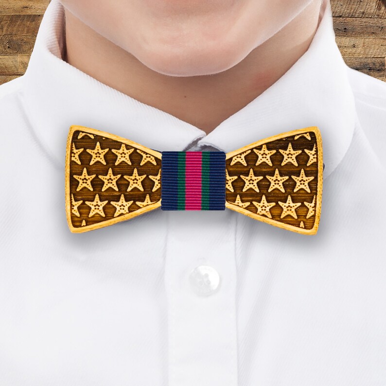 Starfish Handmade Bamboo Wooden Bow Tie, Under the Sea Boys Neckwear, Fun Nautical Mens Fashion Accessory, Vineyard Vines Inspired Bow Tie Boy's