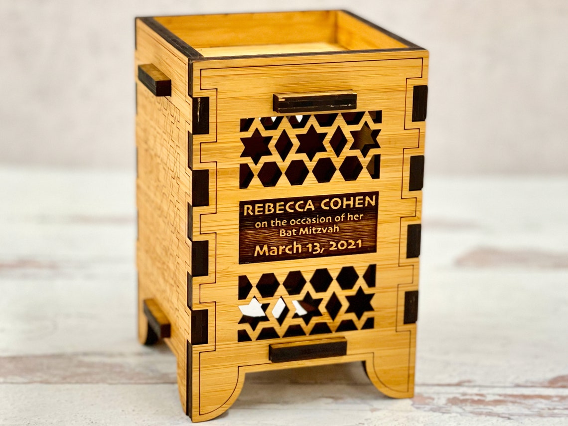 Bat Mitzvah Gifts for Girls Personalized Tzedakah Box Wood