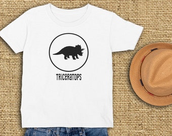 Toddler Triceratops Shirt, Boys Dinosaur T-Shirt, Childrens Relaxed Fit Play Clothes Tee, 4 Yr Old Birthday Gift