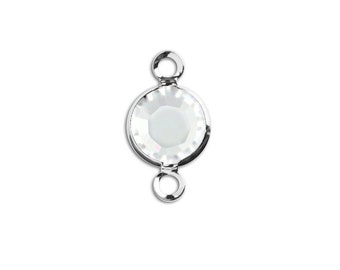 1 Swarovski Crystal Link with Clear Crystals, 6mm, 57700 Channel Set, runde Verbinder, Silberfassung, SWK002-RP-CL