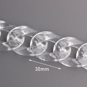 1ft Transparent Chain, 30mm x 22mm, Clear Chain, Acrylic Necklace, Chunky Plastic Chain Links, Clear Acrylic Beads, Glass Ice, CH018-30-CLR
