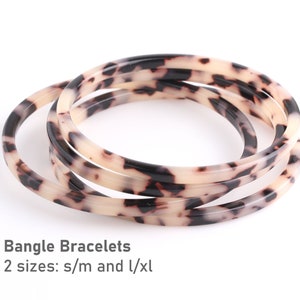 1 Ash Blonde Tortoise Shell Bracelet, Light Ivory Tortoise Bangle Bracelet Blank, Slender Thin Bangle, BCT003-sm-WT / BCT004-lx-WT