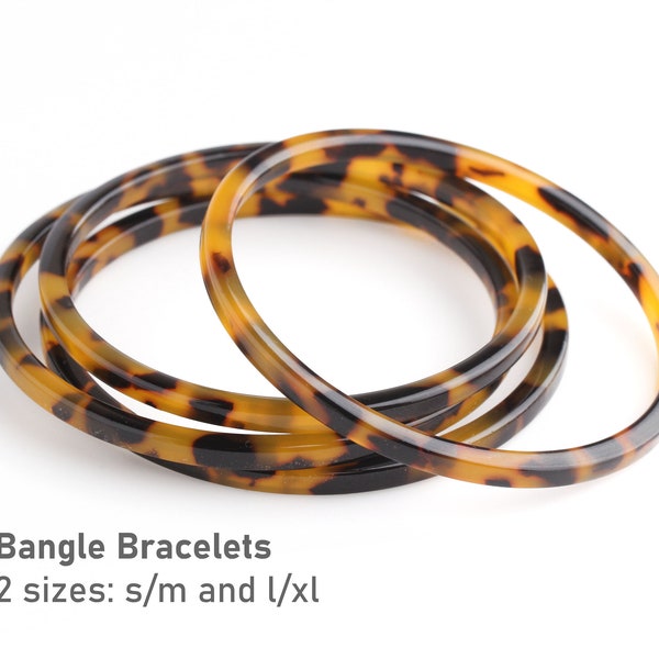 1 Tortoise Shell Bracelet, Thin and Skinny, Acetate Plastic, Tortoise Bangle Bracelet, Tortoiseshell Bracelet, BCT001-sm-TT / BCT002-lx-TT