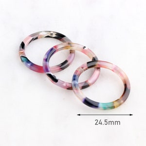 4 Transparent Pink Acrylic Circle Connector Ring, Pink Pastel Color Beads Acetate Findings, One Inch Ring, DIY Tortoise Supply RG048-24-PPST