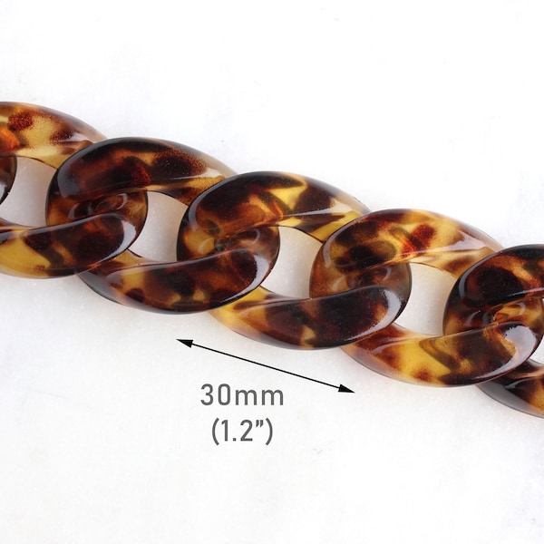 1ft Tortoise Shell Chain, 30 x 22mm Chunky Plastic Chain, Purse Strap, Cheetah Spots, Large Link, Large Purse Chain, Curb Chain, CH015-30-AM