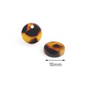 4 Simple Round Discs, Tortoiseshell Studs, 1cm Discs, Tiny Coins, Resin Tortoise, DIY Disc Earrings, Acrylic Stud Earring Blank, CN150-10-TT