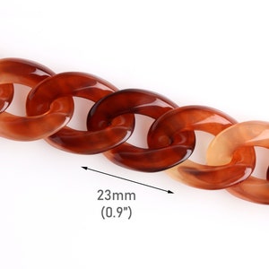 Maillons de chaîne en plastique de marbre rouge de 1 pi, 23 x 17 mm, chaîne en écaille de tortue acrylique, chaîne translucide, chaîne gourmette épaisse, CH078-23-RD09
