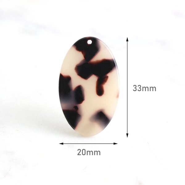 4 Flat Oval Charms in Tortoiseshell, 33mm Oval Discs, Light Brown Tortoise Shell Earring Blanks, Acetate, Simple Oval Bead, VG027-33-WT