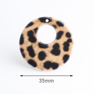 2 Animal Print Beads, Printed Acrylic Earring Blanks, Brown Cheetah Print, Thin Flat Discs, Monogramming Blanks, Beveled Edge, RG075-35-LP01