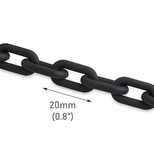 1ft Matte Black Chain Paperclip Links, 20 x 11mm, Small Black Plastic Chain, Slide On Leather Earring Connectors, US Supplier, CH405-20-BK09