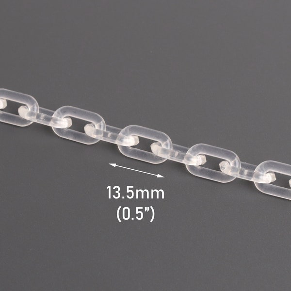 1ft Transparent Clear Chain, 13.5 x 7.5mm, Plastic, Small Size, Closed Links, Uncut and One Continous Length, Acrylic Jewelry, CH364-13-CLR