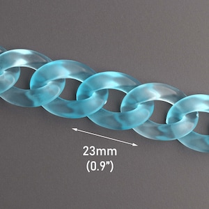 1ft Frosted Acrylic Chain Links in Ice Blue, 23 x 17mm, Matte Transparent, Chunky Collars, Flat Lay Bracelets and Watch Bands, CH290-23-U35