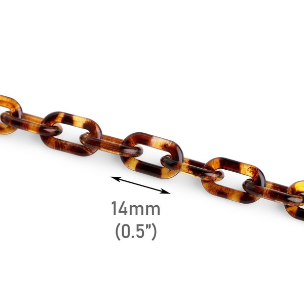 1ft Extra Small Tortoise Shell Chain with Paperclip Links, 14 x 8mm, Mini Size, Brown Acrylic Links, Dainty Jewelry Findings, CH439-14-AM