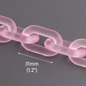 1ft Frosted Ballet Pink Acrylic Chain Links, 31 x 19mm, Matte Pink Chain, Light Pink Plastic Chain for Handbags and Necklaces, CH191-31-PK39
