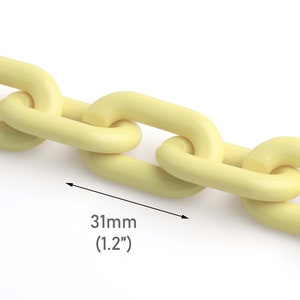 1ft Pastel Yellow Acylic Chain Links, 31 x 19mm, Pale Yellow Chain, Chunky Purse Chain Straps, Oval Cable Chain, Wholesale, CH304-31-YW22
