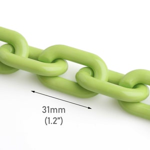 1ft Lime Green Plastic Chain Links, 31 x 19mm, Acrylic Purse Chain Strap, Super Chunky Bag Chain, Oval Cable Chain, Wholesale, CH185-31-GN26