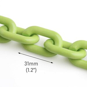 1 Fuß lindgrüne Kunststoff-Kettenglieder, 31 x 19 mm, Acryl-Geldbörsen-Kettenriemen, super klobige Taschenkette, ovale Kabelkette, Großhandel, CH185-31-GN26