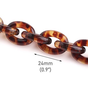 1ft Tortoise Shell Acrylic Chain Links, 24 x 17.5mm, Brown Tortoiseshell Chain, Plastic Chain Links, Necklaces and Bracelets, CH152-24-AM