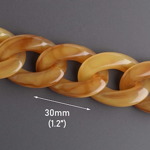 1ft Butterscotch Brown Acrylic Chain, 30 x 22mm, Mask Chain Holder, Cuban Links, Handbag and Purse Handle, Curb Chain Pieces, CH159-30-YW12