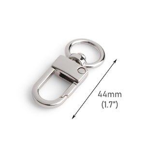 May include: Silver swivel trigger clasp with a 1.7 inch (44 mm) length. This clasp is a great addition to any keychain or bag.