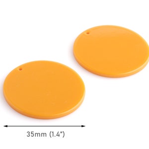 4 Butterscotch Orange XL Circle Blanks, 35mm, enorme schijfhanger, bruiloft naamkaartjes voor stickers, ondoorzichtige mosterdgele kralen, CN248-35-OG01