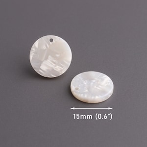 4 pärlvita acetatberlocker 15 mm, Lucite-fynd, blank akrylcirkel, miljövänliga smycken, örhängen för att göra egna örhängen, CN236-15-W11