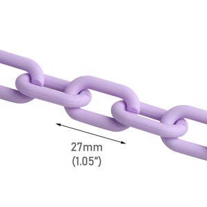 1ft Matte Lilac Purple Chain Links, 27 x 16mm, Ultra Smooth, Plastic Acrylic, Rounded Oval Connectors, Keychain Wristlets, CH324-27-PL30