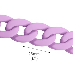 1ft Matte Purple Acrylic Chain Links, 28 x 20mm, Designer Bag Chain, Cuban Link Necklace, Decorative Chain for Jewelry Supply, CH138-28-PL15